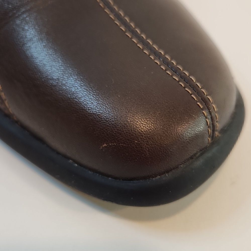 Ecco Leather Loafers Flats Comfort Shoes Brown Split Toe Zip Womens Sz 6 1/2 EUC - Picture 11 of 15